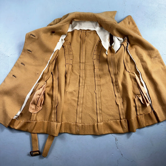 1950s Vintage Taupe Brown Wool Swing Coat Boho Warm Winter Rockabilly Belted 50s