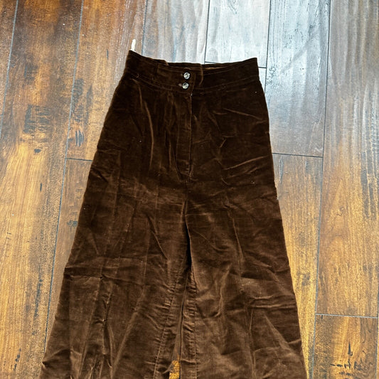 VTG Jantzen 1970s Pants 23x30 Brown Velour High Waist Flair Rockabilly 8