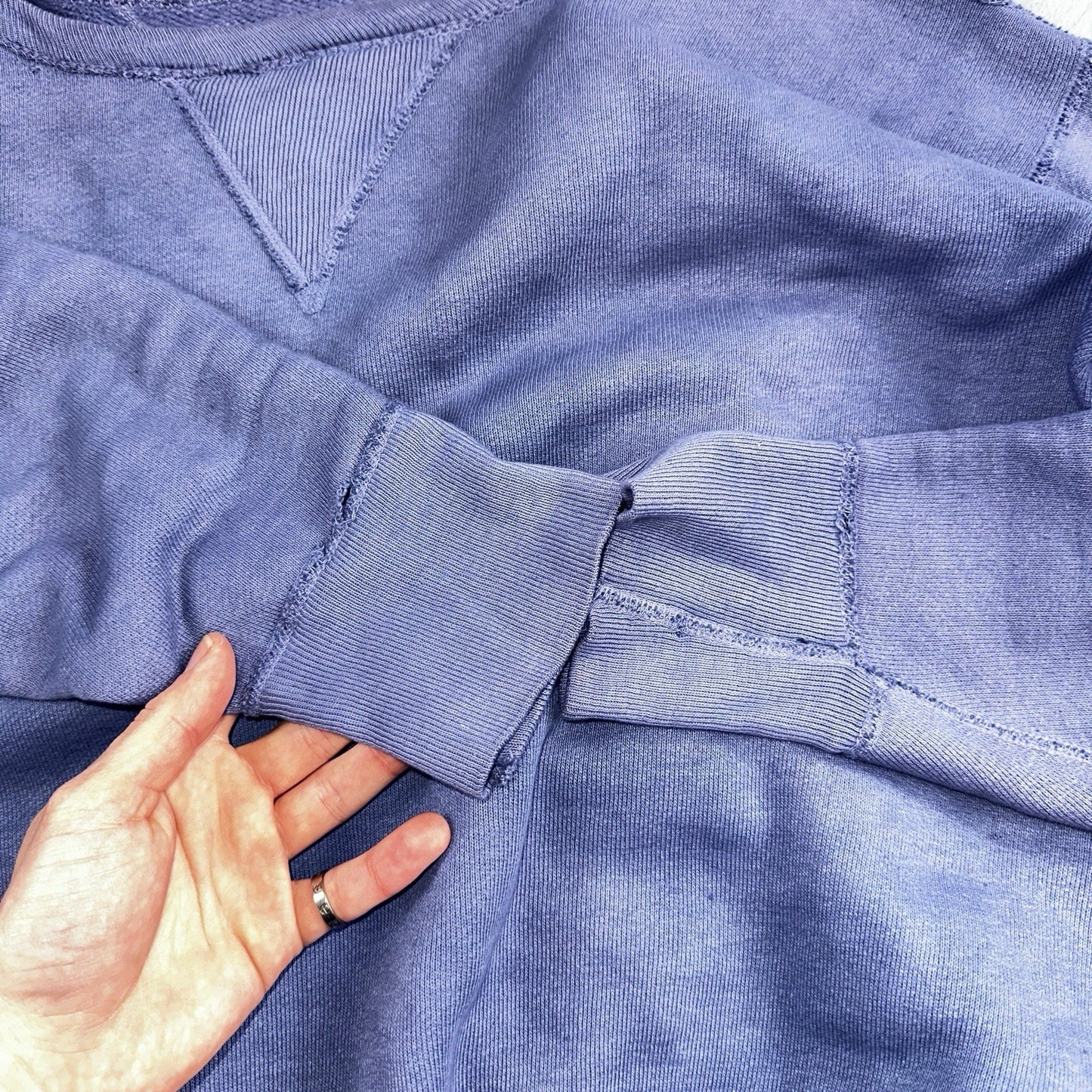 VTG Double V Sweatshirt 40s 50s 1940s Faded Blue Crewneck Boxy Rockabilly 1950s