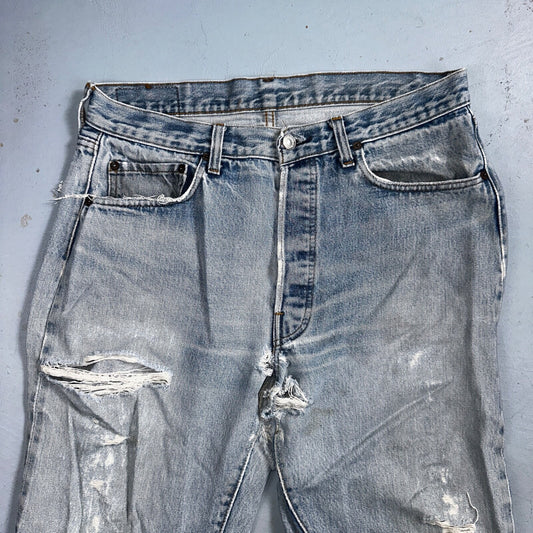 Levis 501 Vintage 80s Redline Selvedge USA XX Jeans Light Wash 35x38 Act 32x33