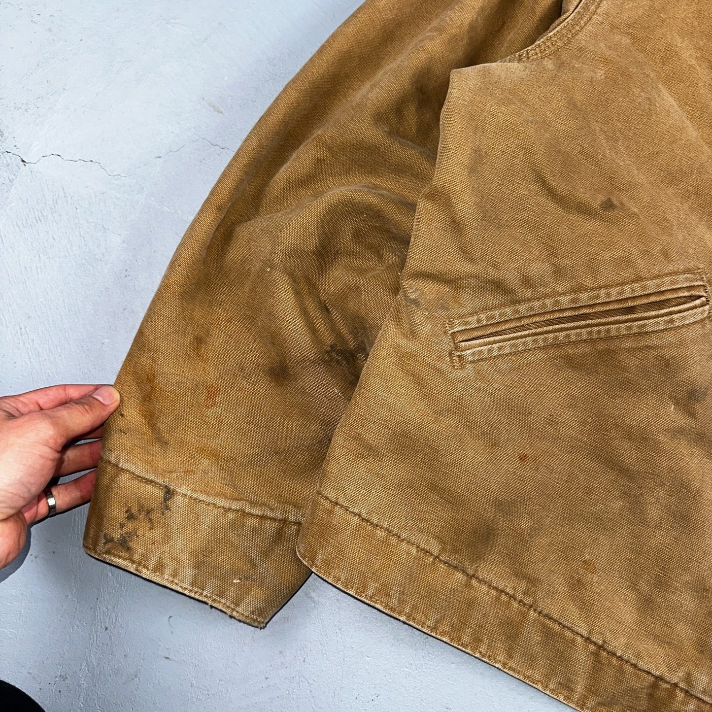 Carhartt VTG Detroit Jacket Men's Large Lined Blanket Workwear J97 CML Thrashed