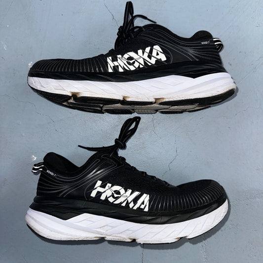 Hoka One One Womens Bondi 7 1110519 BWHT Black Running Shoes Sneakers Size 8