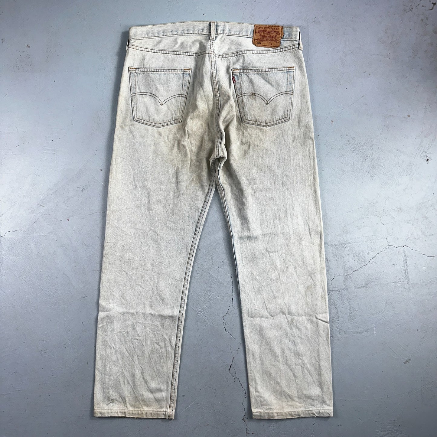 Levis 501 Vintage 90s UK Straight Leg Jeans Blue Light Wash 38x36 Act 37x30