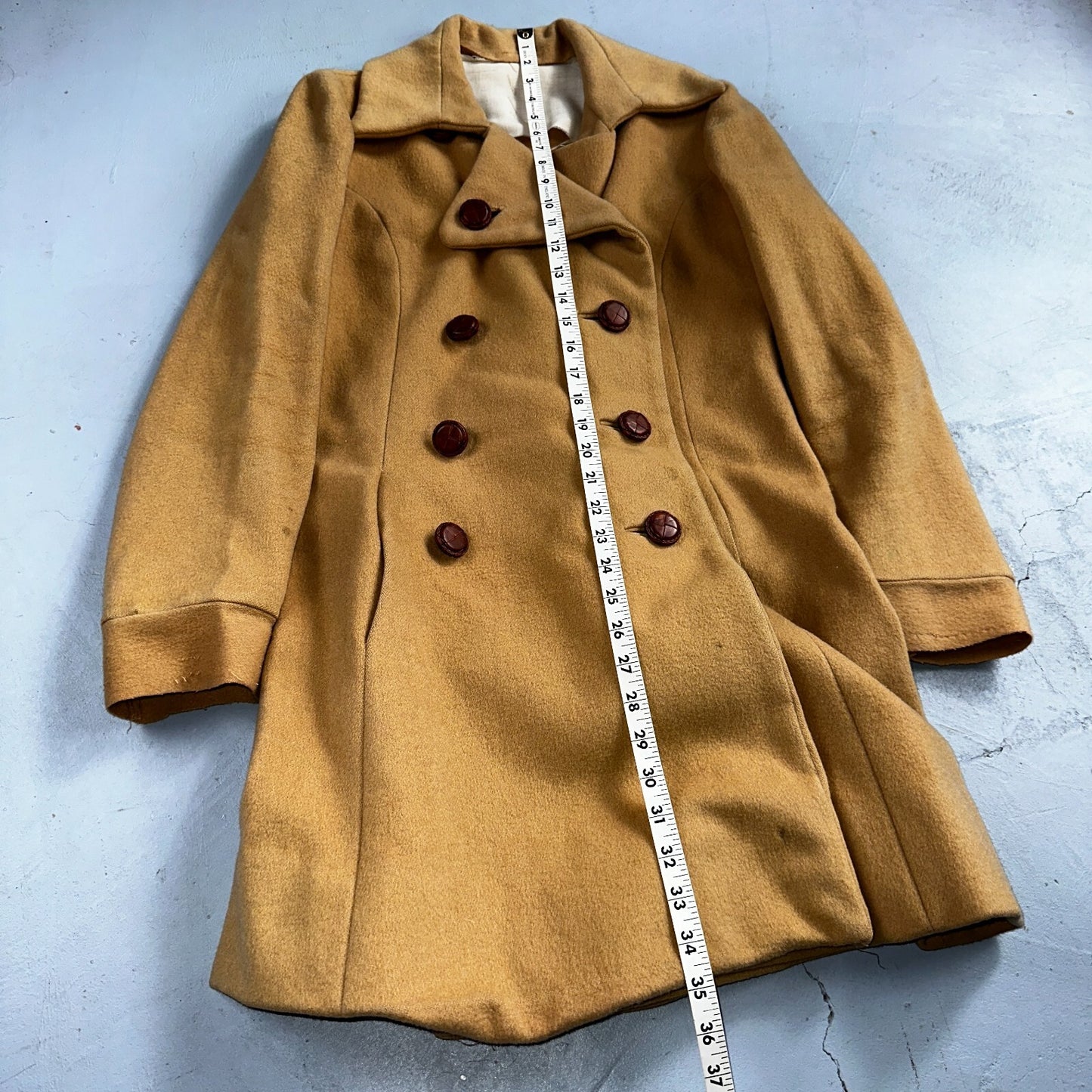 1950s Vintage Taupe Brown Wool Swing Coat Boho Warm Winter Rockabilly Belted 50s