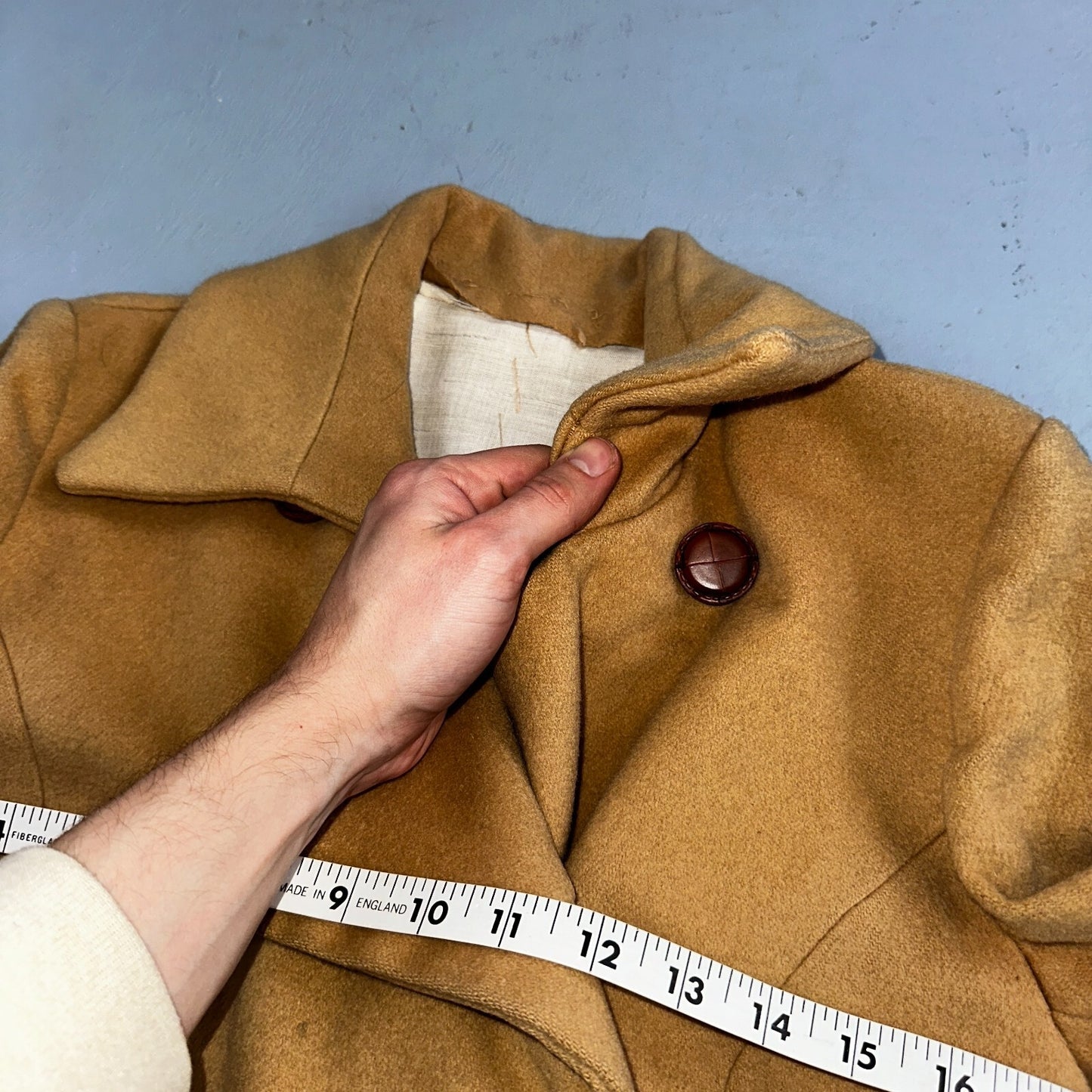 1950s Vintage Taupe Brown Wool Swing Coat Boho Warm Winter Rockabilly Belted 50s