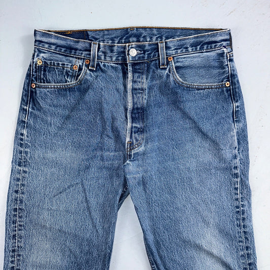 Levis 501 Vintage 90s USA XX Straight Leg Jeans Blue Light Wash 35x34 Act 33x30