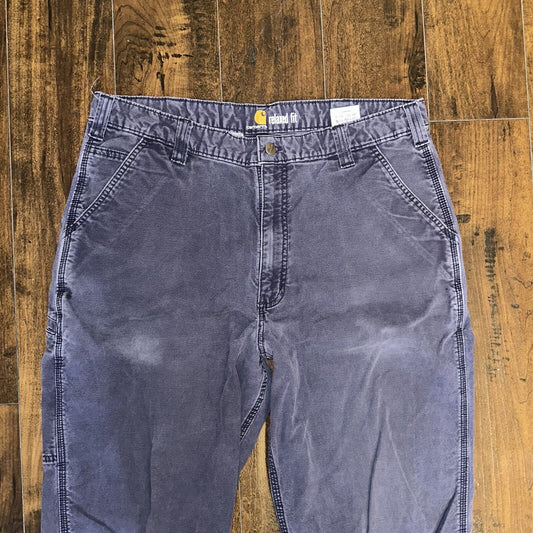 Carhartt Rugged Flex Relaxed Fit Canvas Work Pant Mens 38x36 Navy 102291-412 VTG