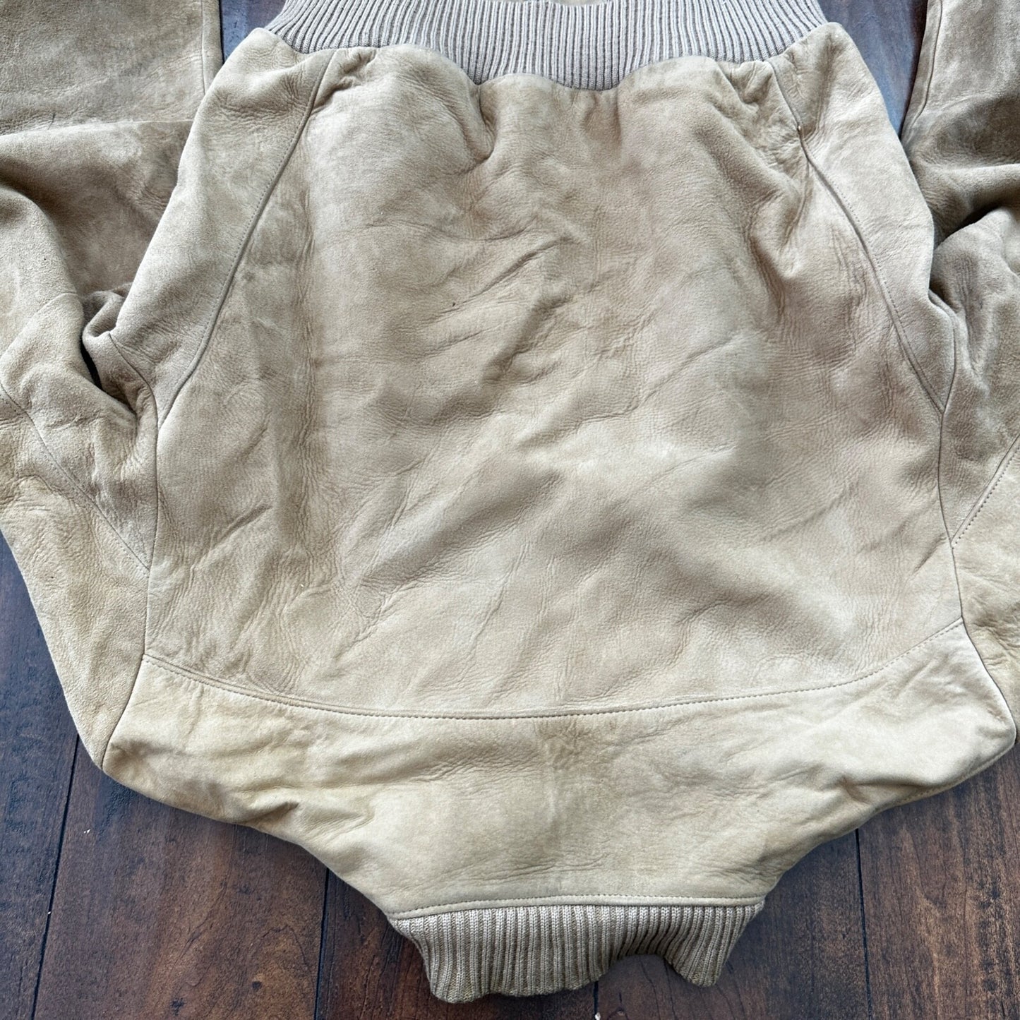 VTG 1950s DuPont Quilon Jacket Tan Suede Leather Lined Bomber 44 Rockabilly