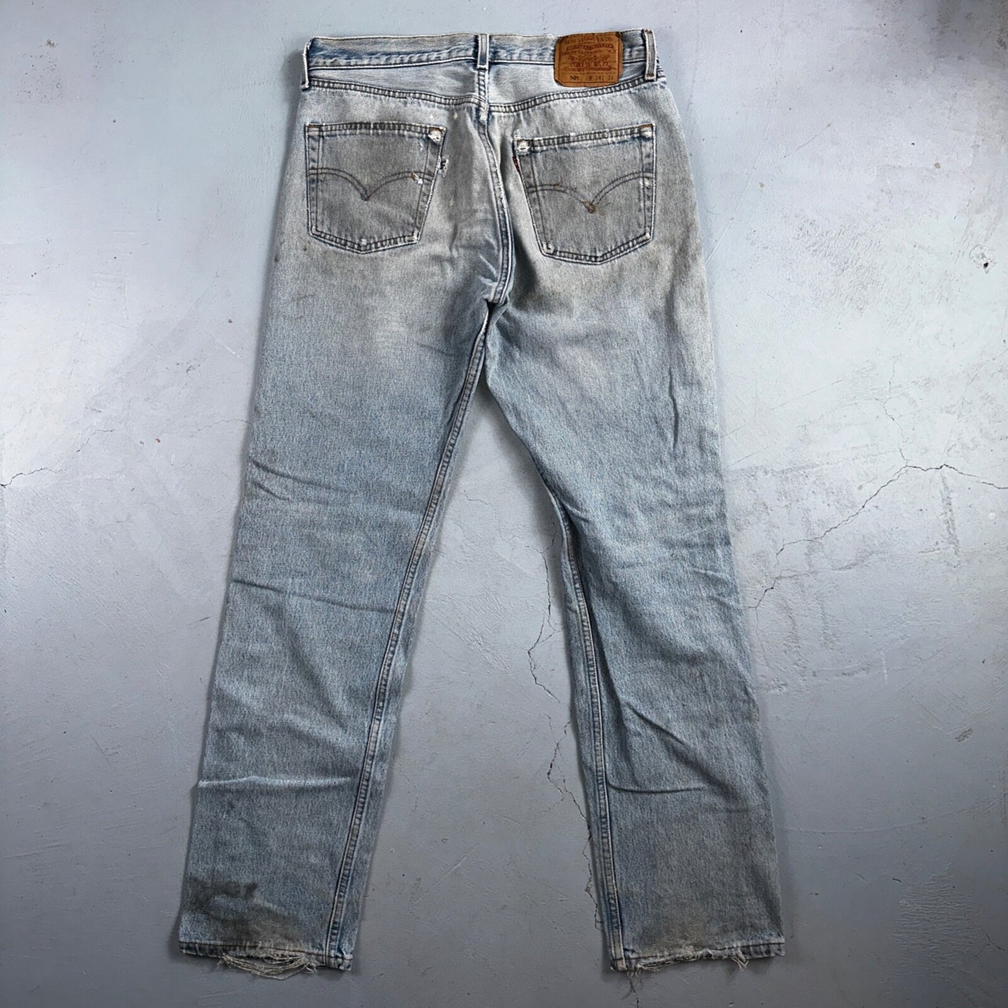 Levis 501 Vintage 90s USA XX Straight Leg Jeans Blue Thrashed 34x34 Act 33x32