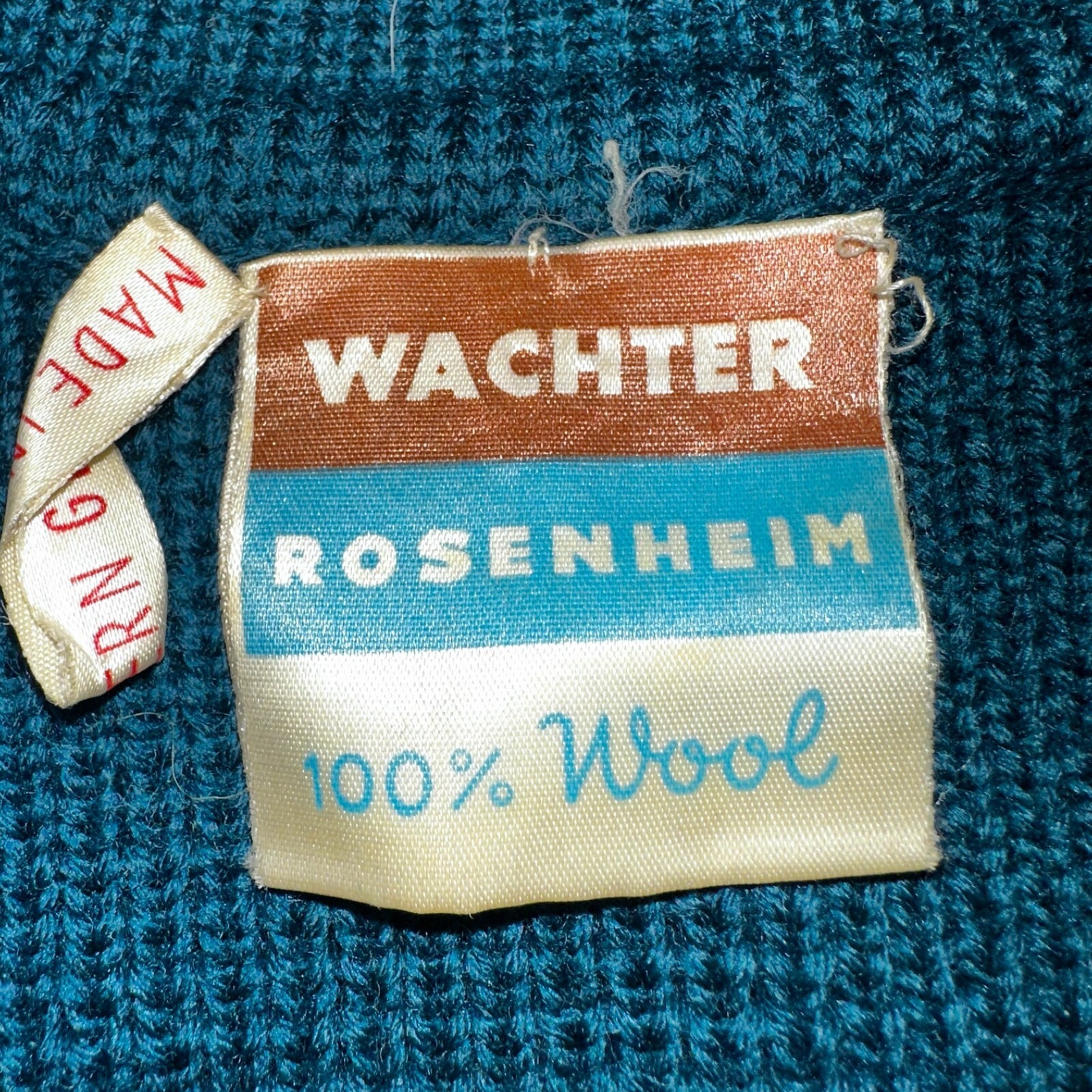 Western Germany VTG Wachter Rosenheim 100% Wool Knit Sweater Rockabilly 60s 70s