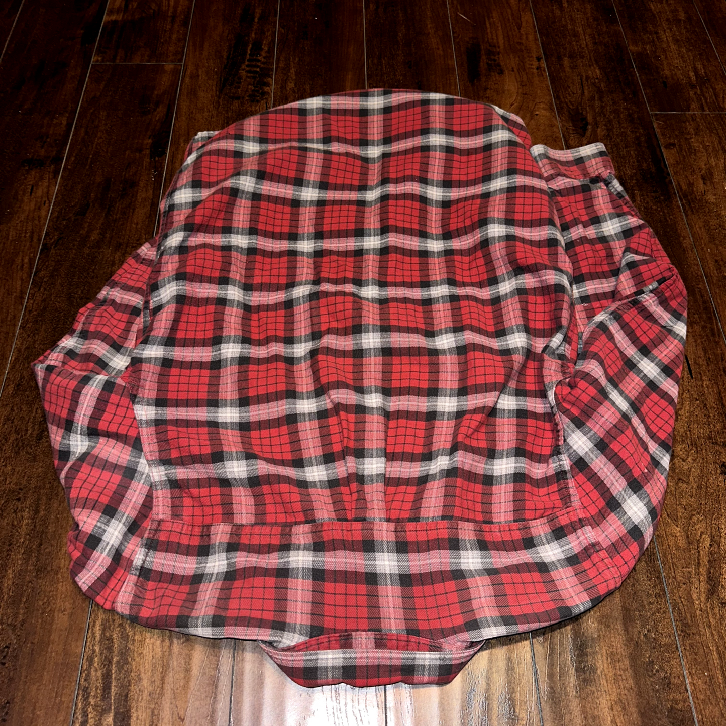 LL Bean Shirt Jacket Mens Medium Red Flannel Chore Barn Button Down Fall Basic