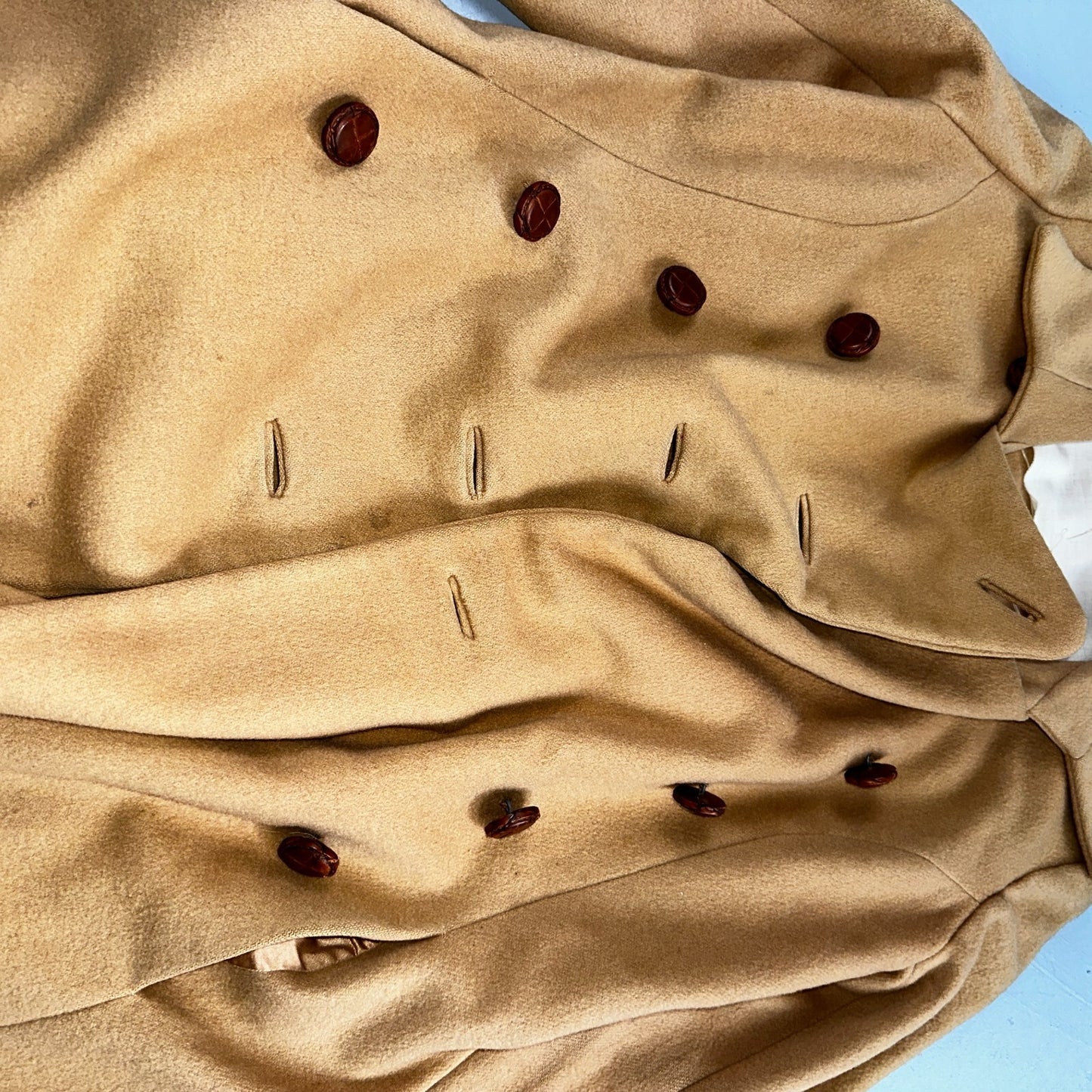 1950s Vintage Taupe Brown Wool Swing Coat Boho Warm Winter Rockabilly Belted 50s