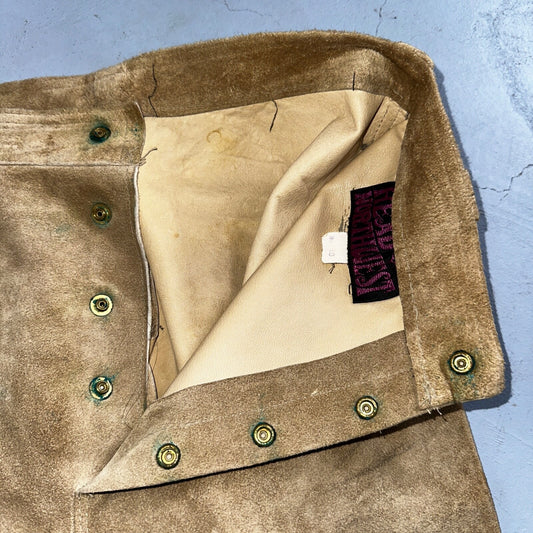 Vintage 1960s Leather Pants 28 Wide Leg Brown Rockabilly 60s Cowboy Suede 27x30