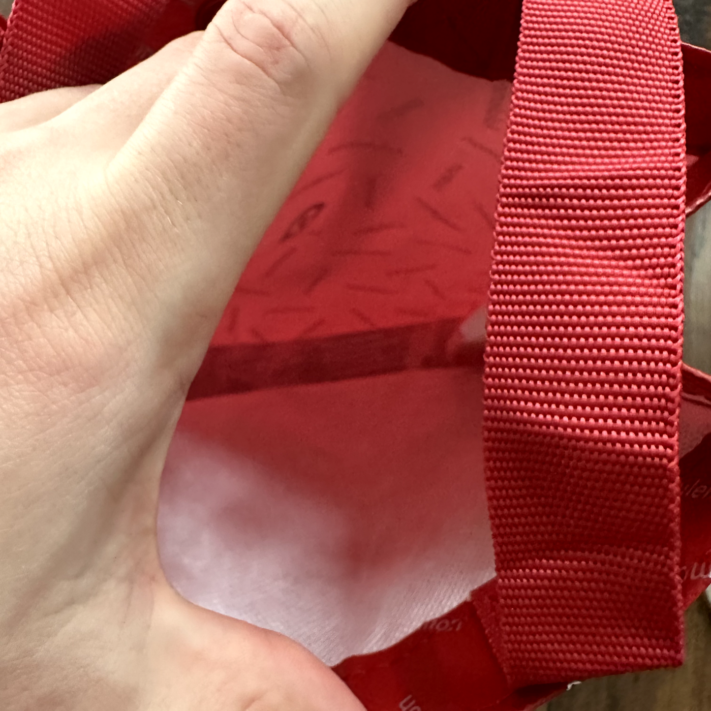 Lululemon Friends Reusable Bag Tote Small Snap Closure Shopping Cute Yoga Red