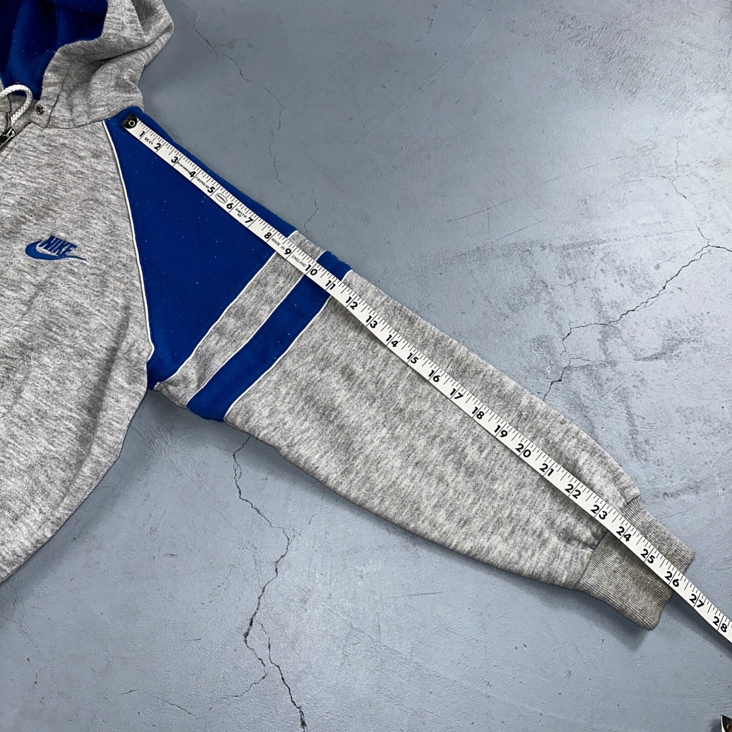 Nike Vintage 80s Colorblock Gray & Blue Full Zip Hoodie Blue Label Cut Tag