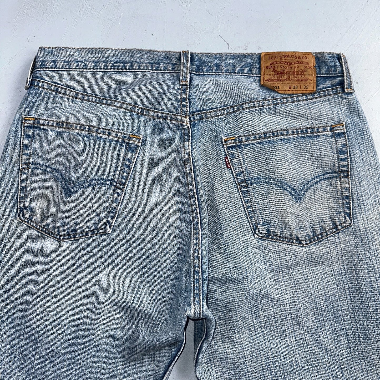 Levis 501 Vintage 90s USA XX Straight Leg Jeans Blue Light Wash 38x32 Act 36x32