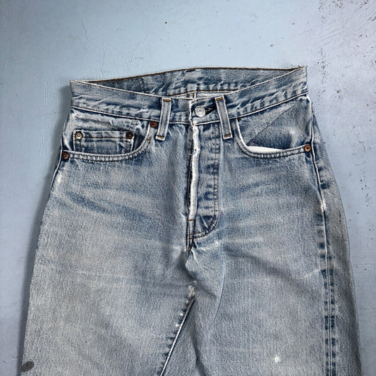 Levis 501 Vintage 80s Redline Selvedge USA XX Jeans Light Wash 27x34 Act 25x29
