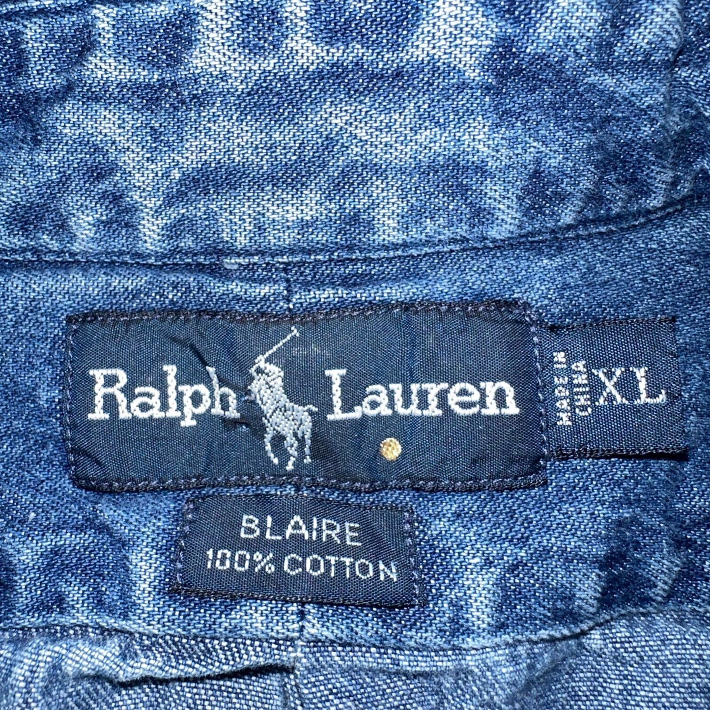 Polo Ralph Lauren Denim Blaire Button Front Oxford Shirt XL Vintage 90s
