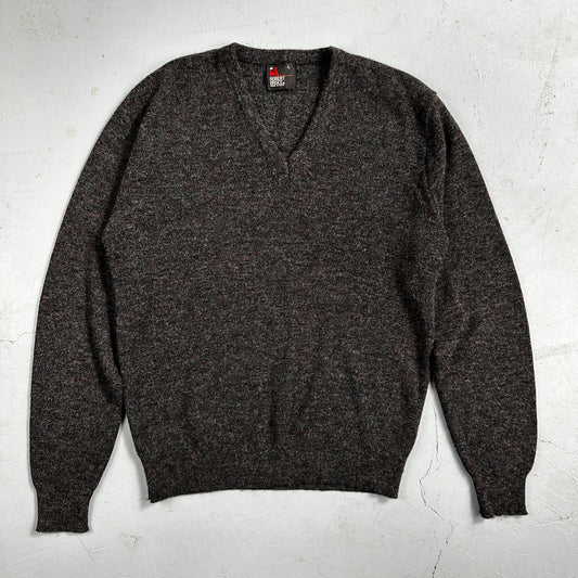 Robert Bruce Vintage Sweater Mens L Gray V Neck Knit Pullover 90s
