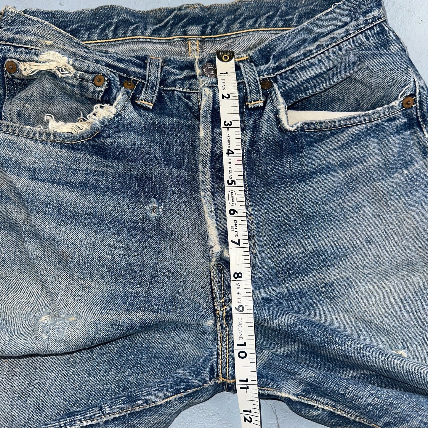 Levis 501 XX Big E Vintage 40s Redline Selvedge USA XX 1940s 50s Jeans 27x27