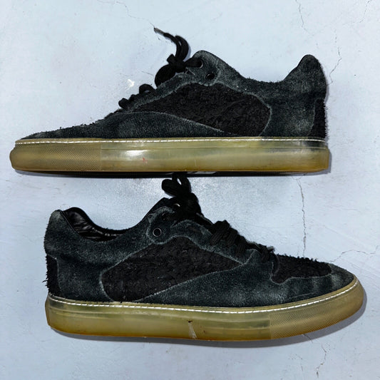 Balenciaga Paris Black Distressed Leather And Suede Sneaker Trainer Mens Size 42