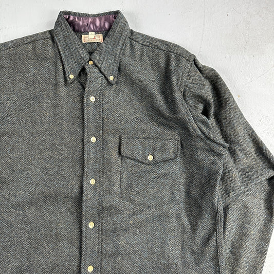 VTG Benson Rixon Shirt Mens M Button Down Dagger 60s 70s Rockabilly Herringbone