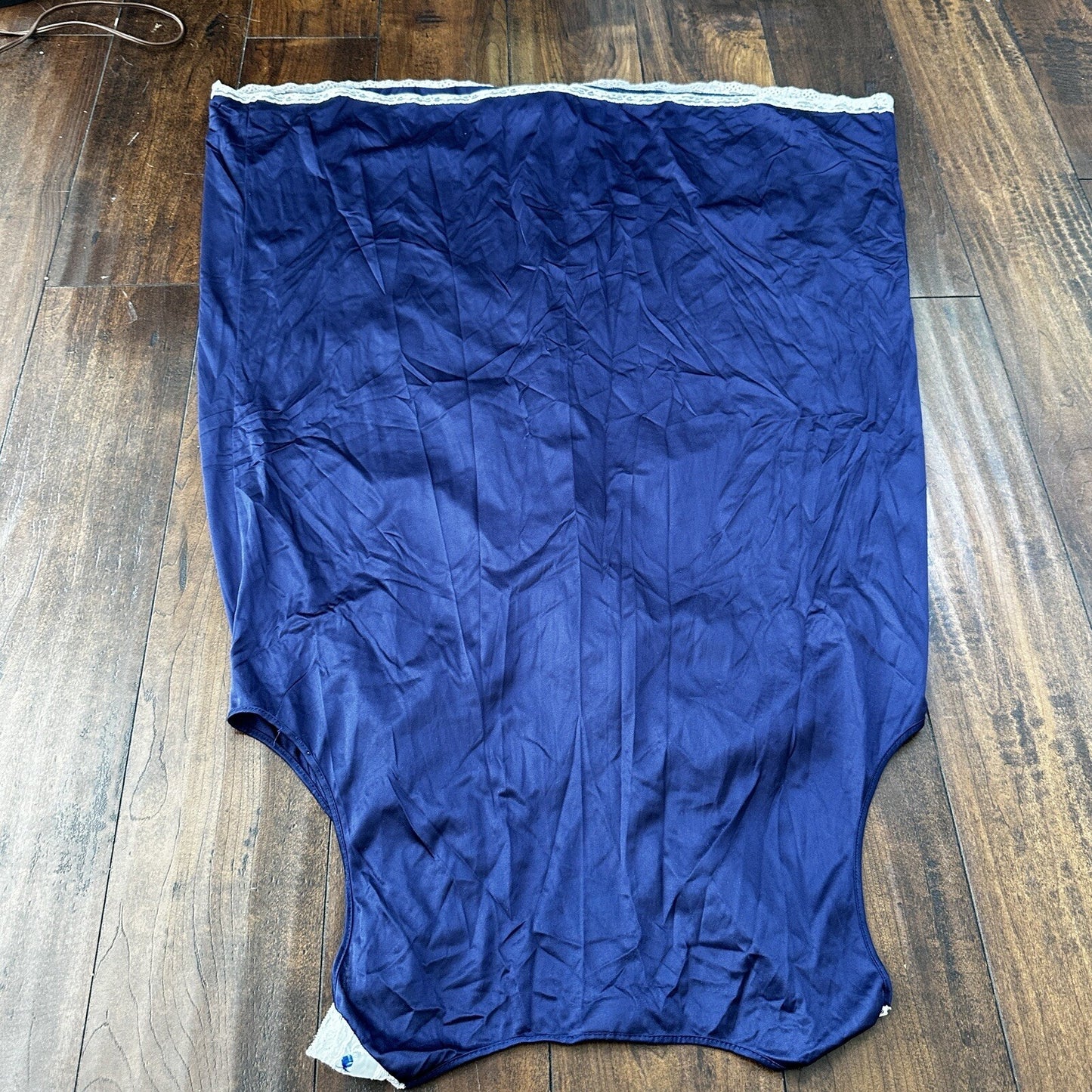 Vintage Vanity Fair Long Nightgown Sleep Womens Size L Blue Satin Sleeveless