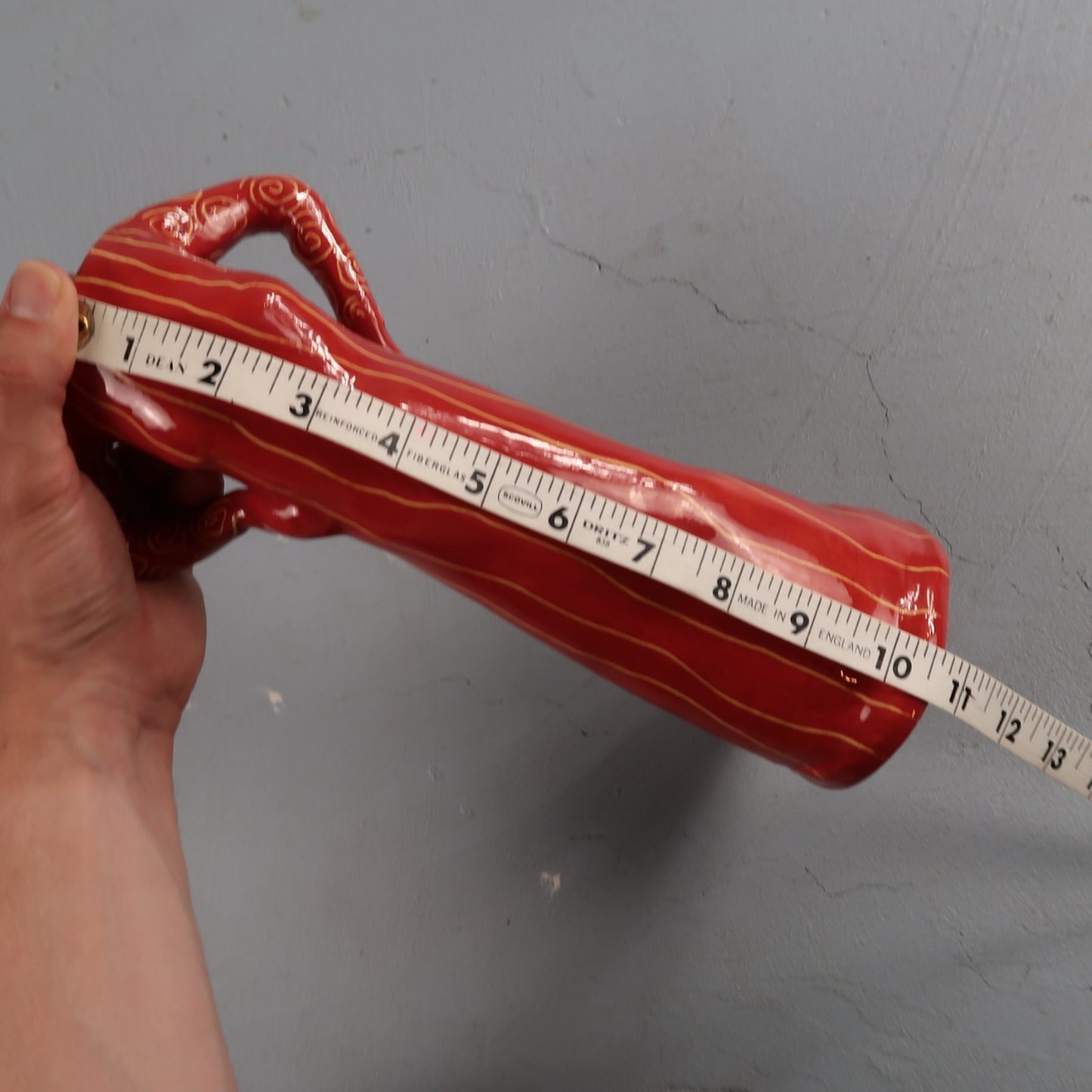 Ceramic Art Pottery Figurative Lady Orange Stripe Dress Vase Signed Terri Cody