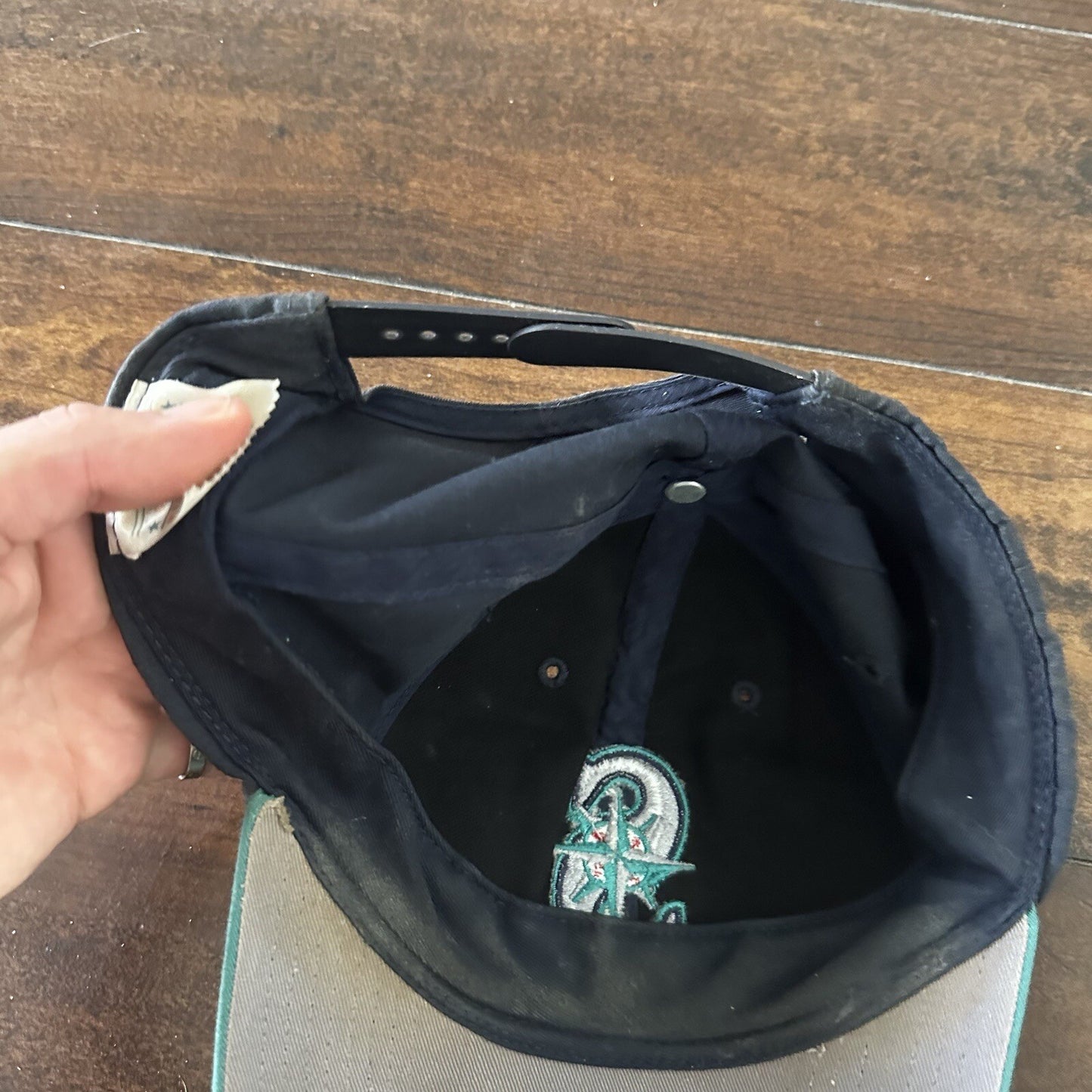 Seattle Mariners Hat Cap One Size Adjustable Cotton Blend Embroidered Logo 90s