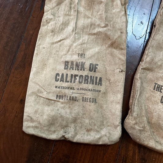 Vtg The First National Bank Money Bag Cloth Bag Portland Oregon California 1940s