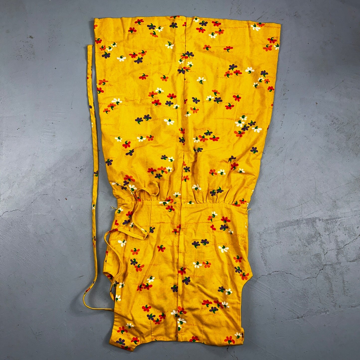 Vtg 70s Malia Honolulu Hawaiian Bright Flower Power Belted Maxi Dress Sz 14