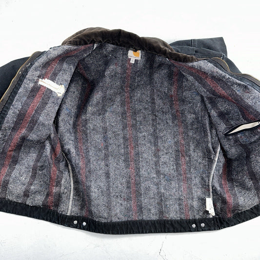 Carhartt VTG Jacket Mens L Tall Black Detroit J001 Blanket Lined USA J97 BLK