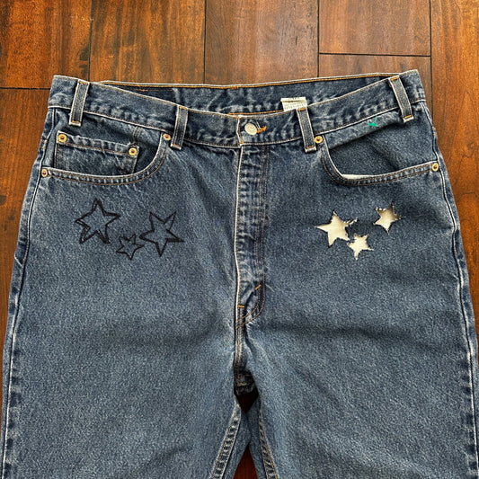 Levis 517 Vintage 90s USA Orange Tab Bootcut Flare Blue Jeans 38x32 Act 35x30