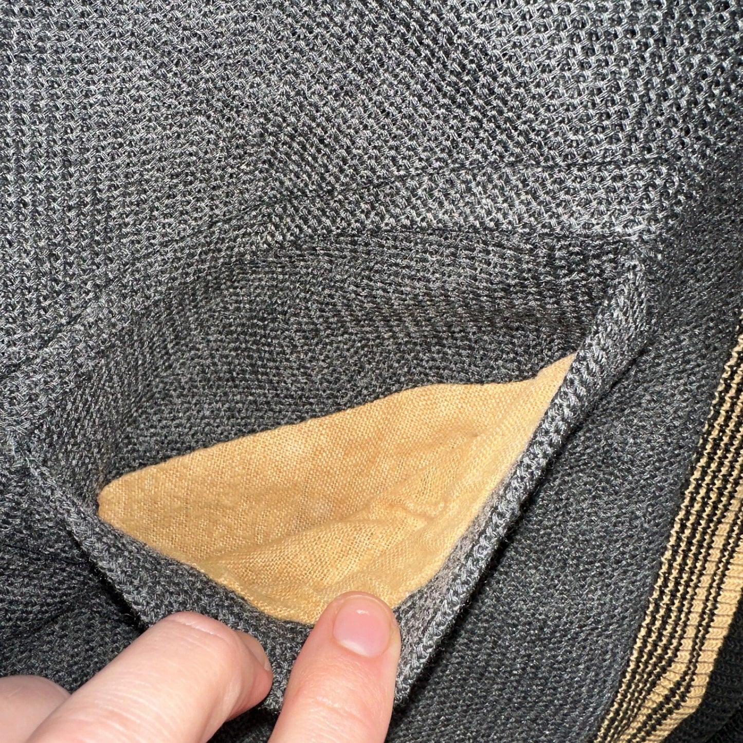 VTG 40s Wool Lined Men Zipper Jacket Sweater Salt Pepper Gray 1940s Rockabilly