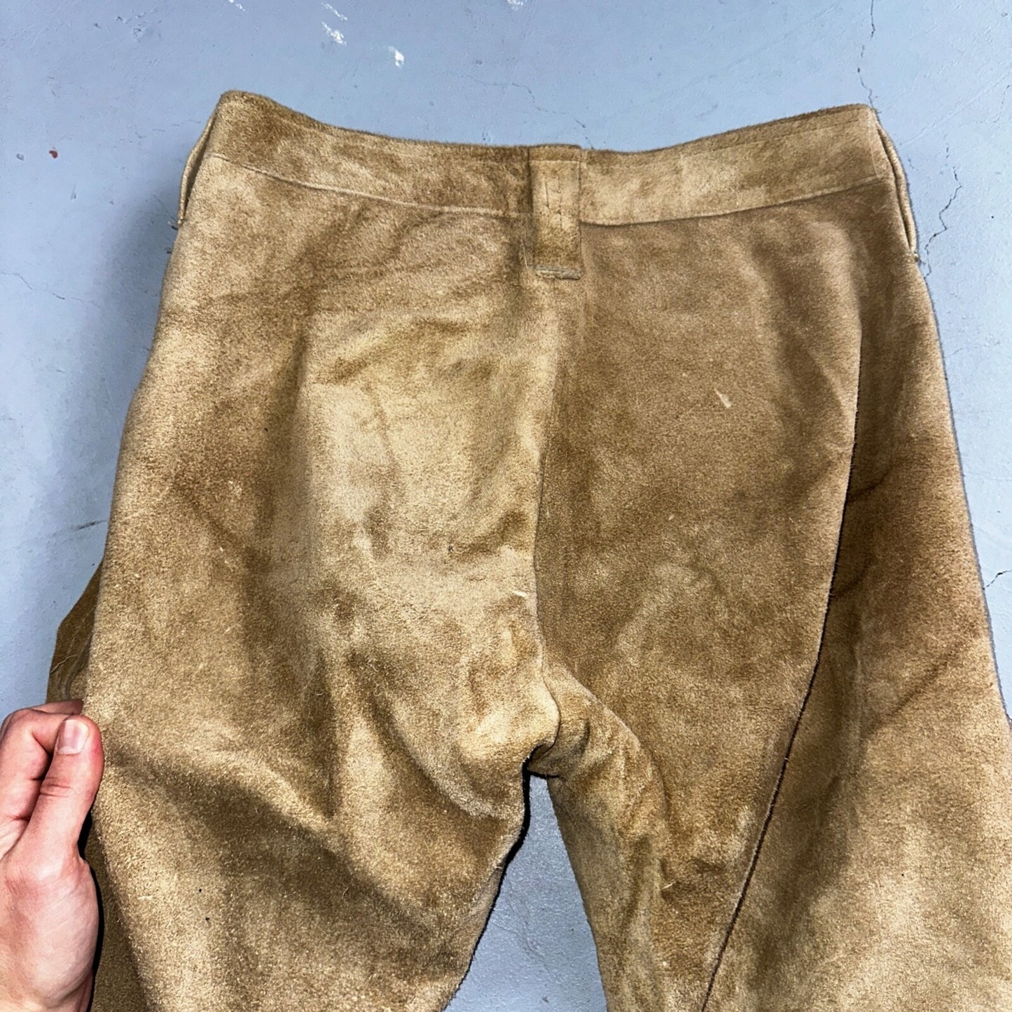 Vintage 1960s Leather Pants 28 Wide Leg Brown Rockabilly 60s Cowboy Suede 27x30