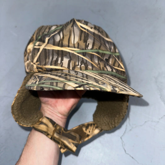 Woodland Ear Flap VTG Hat Cap Snapback Forest Hunting Wood Land Warm M