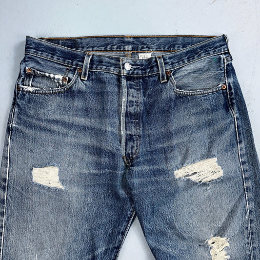 Levis 501 Vintage Y2K Mexico Straight Leg Jeans 36x29 90s Med Wash Act 35x28