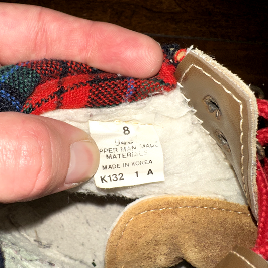 Danexx Black & Plaid Rain/Snowboot Canada Shearling Lined Boots Sz 8 VTG 80s