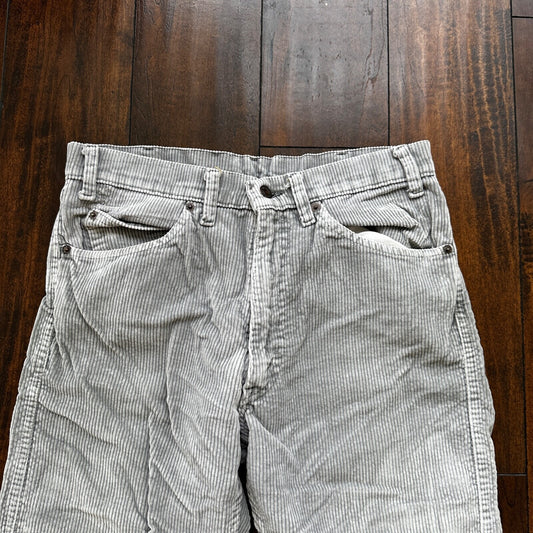 Levi Vintage 80s Corduroy Pants Mens Faded Grey Straight Leg Size 30x24 Capri