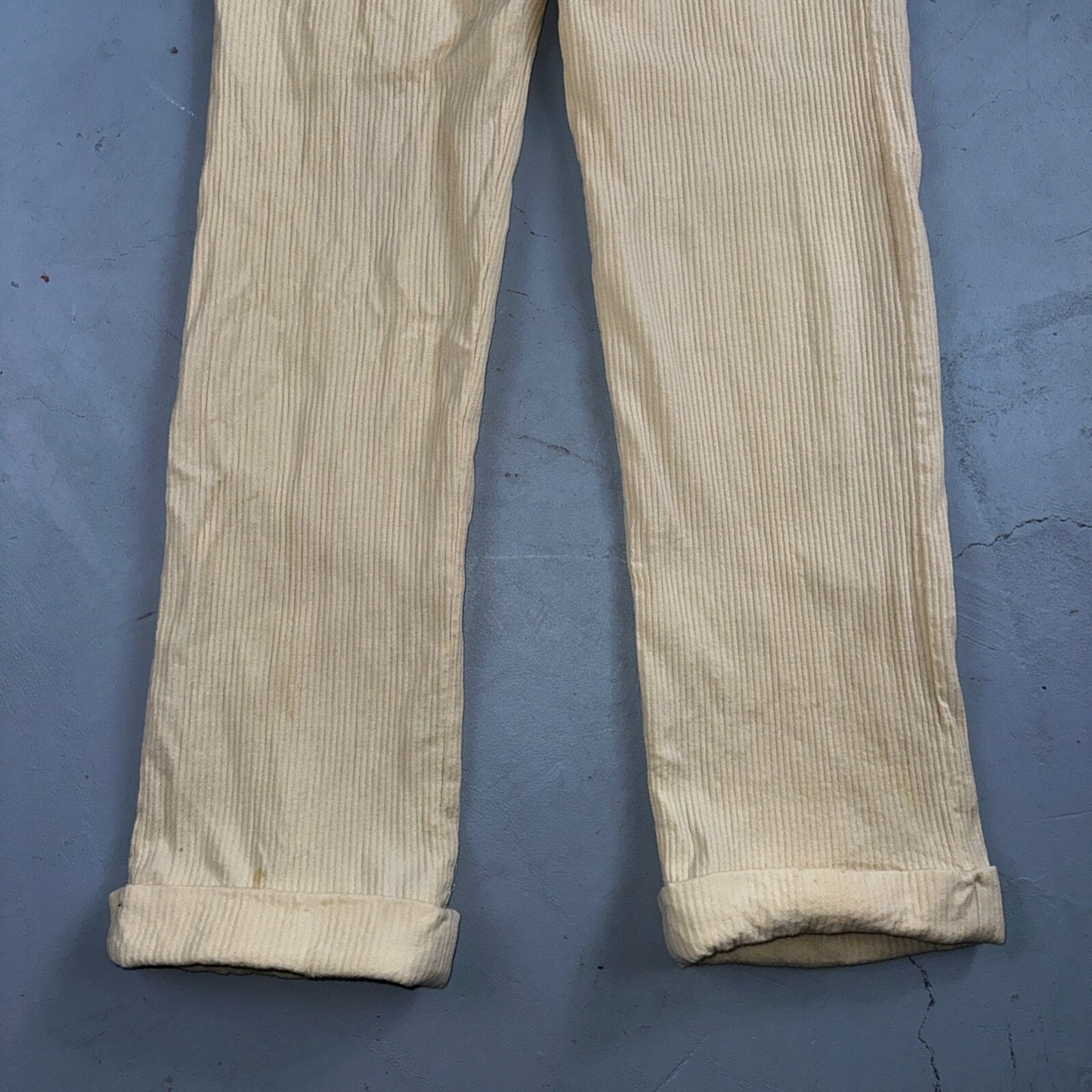 1930s 1940s Pants Mens 27 Yellow Corduroy Chino Straight Pockets Palm Beach Suit