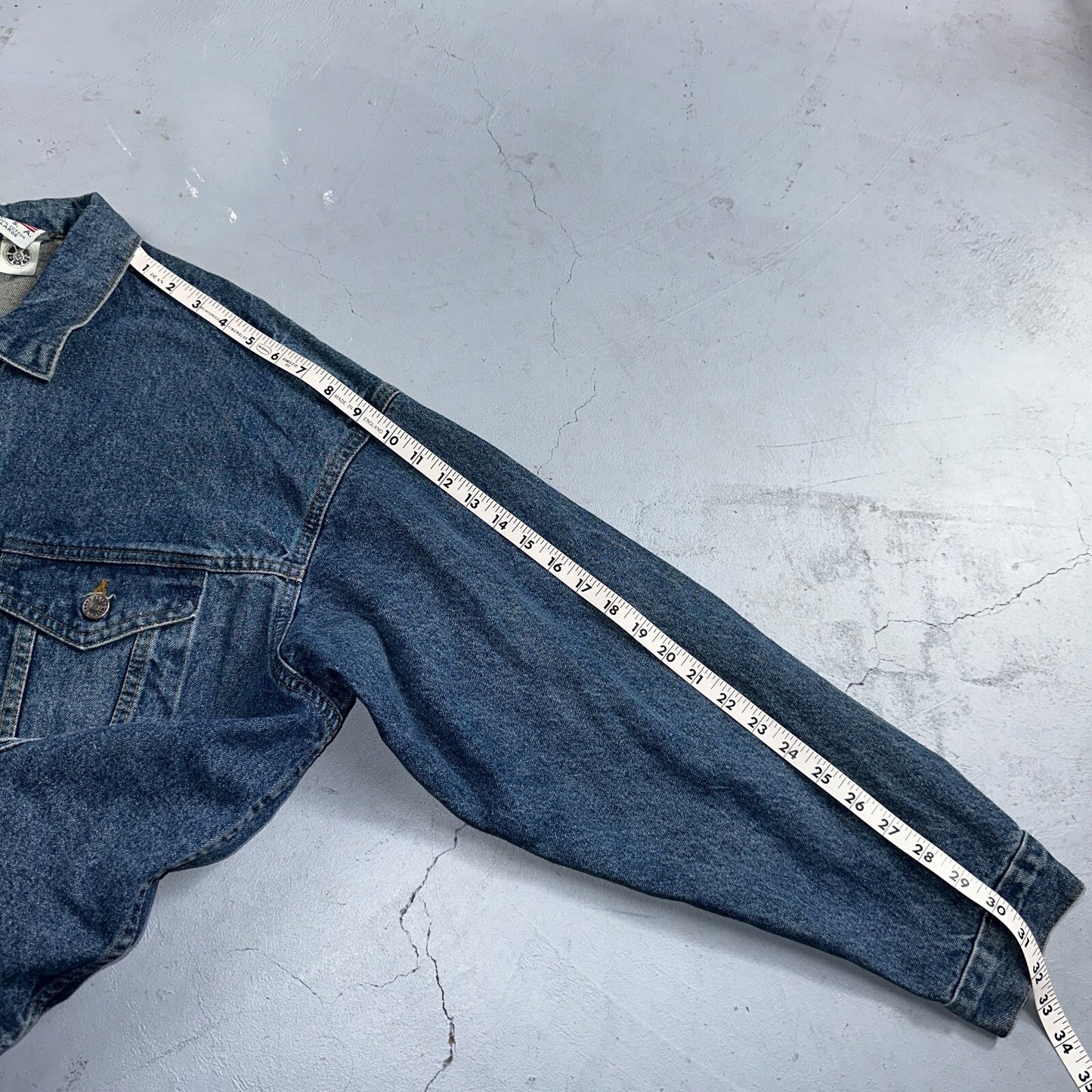 Crusin USA Cars Vintage 1980s Embossed Men's Denim Jacket Sz L Trucker Muscle