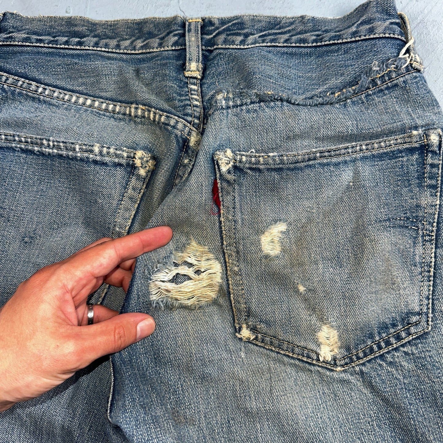 Levis 501 XX Big E Vintage 40s Redline Selvedge USA XX 1940s 50s Jeans 27x27