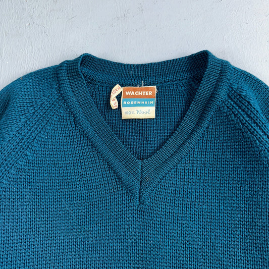 Western Germany VTG Wachter Rosenheim 100% Wool Knit Sweater Rockabilly 60s 70s