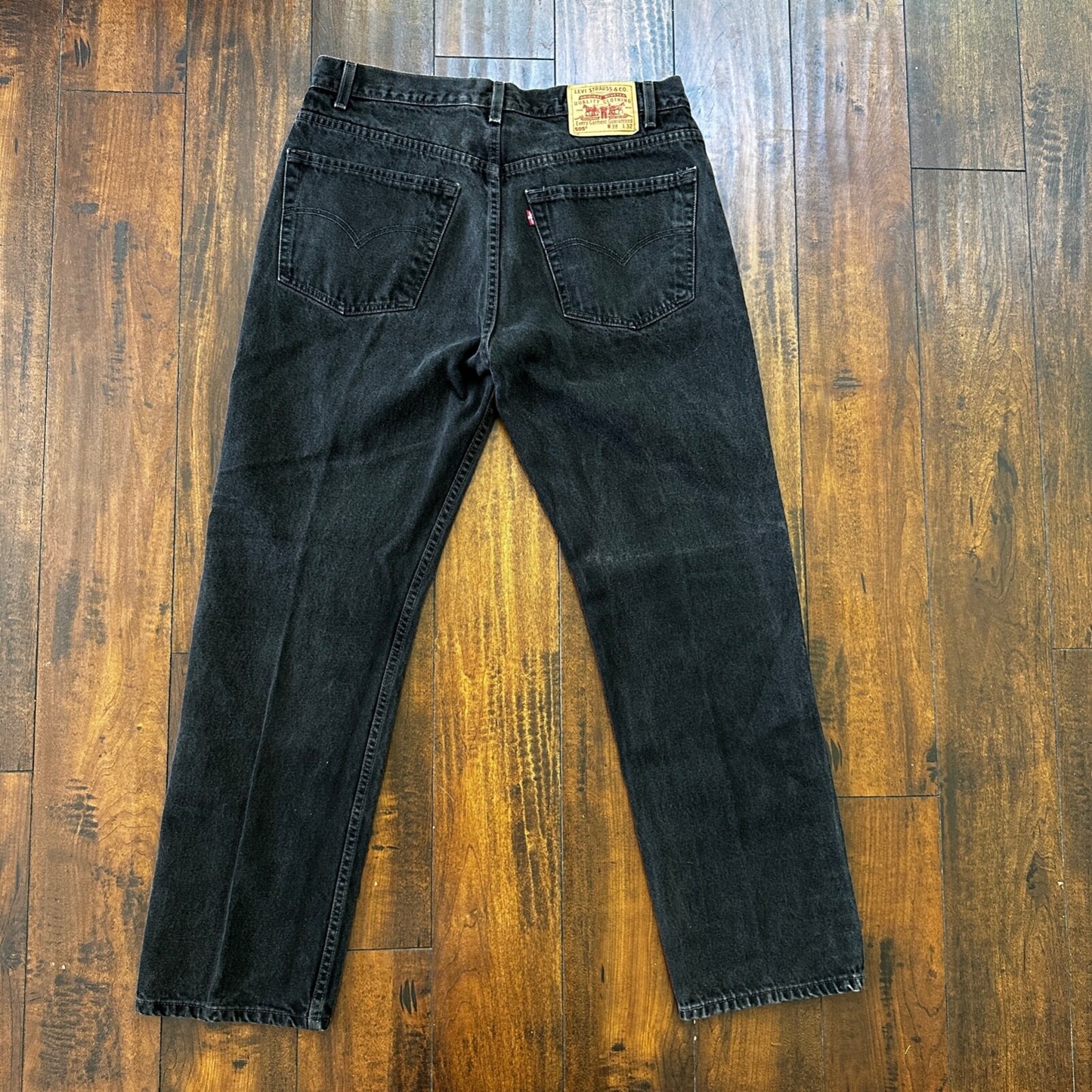 Levis 505 Vintage 90s Straight Leg XX Mexico Jeans 38x32 Black Wash Act 33x30