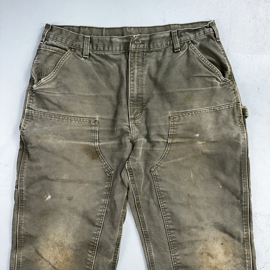 Carhartt VTG Double Knee Carpenter Pants Mexico B01 B136 MOS Green Act 38x32