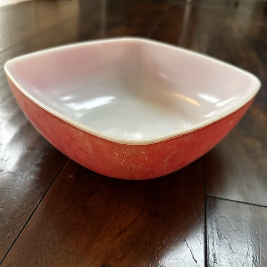 VTG RED PYREX 2.5 QT SQUARE CASSEROLE DISH 625B-025 Faded AMAZING