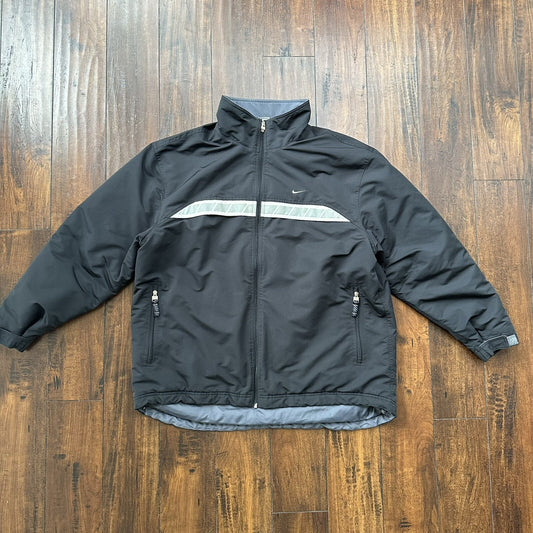 Nike Jacket Adult XL Black Nylon Softshell Fleece Coat 3M Warm Vintage Y2K 90s