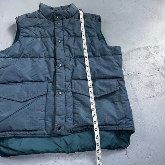Woolrich VTG Vest Mens L Baby Blue Puffer Down Quilted Snap Up Made In USA 80s
