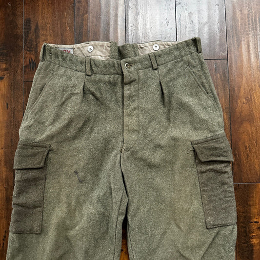 Vintage Gray Heavy Wool Swedish Military WWII Type CBV Pants 32x24 Crop