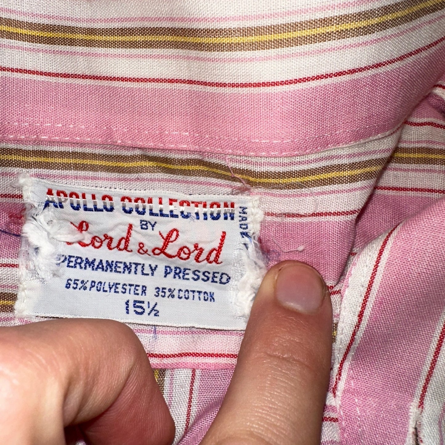 1960s Pink Striped Short Sleeve Button Down Shirt Rockabilly 15.5 Apollo